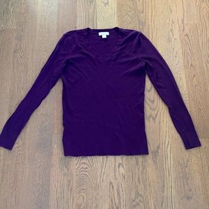 LOFT plum V-neck pullover sweater